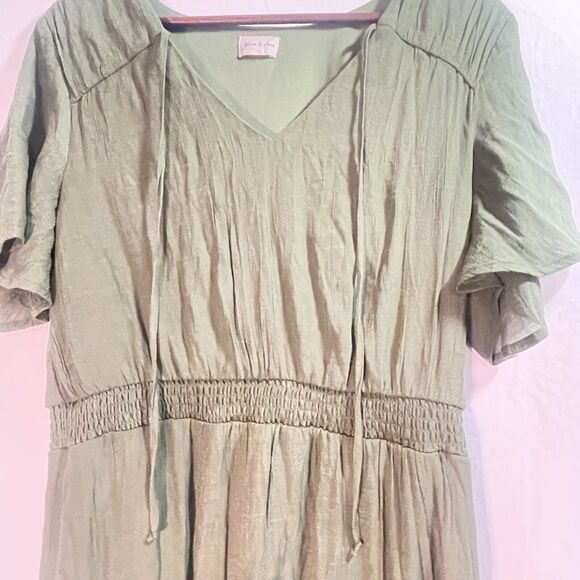 Moss Green Boho Maxi Dress for Summer and Vacation Large - Picture 10 of 13